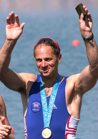 British rower Steven Redgrave celebrates after rec